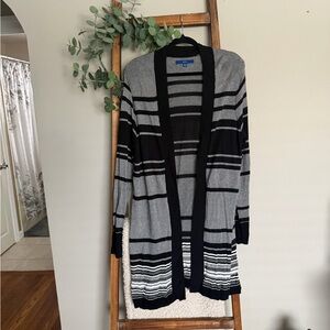 Apt. 9 Black and Gray Striped Cardigan